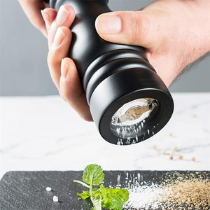 7 "Premium ahşap tuz ve karabiber değirmenleri öğütücü seti ayarlanabilir seramik çekirdek ve rustik akasya ahşap standı - Product Image 4