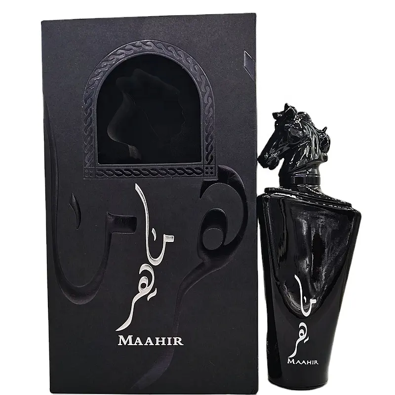 Caixa de presente luxuosa Qifei Cabeça de cavalo preto de alta qualidade Perfume árabe masculino Perfume Dubai Oriente Médio de venda quente