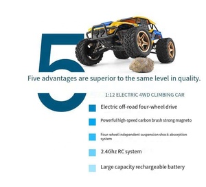 WL ของเล่น1:12วิทยุควบคุมรถ RC ความเร็วสูง4x4รีโมทคอนโทรลรถออฟโร้ด45กม./ชม. ระดับผู้เชี่ยวชาญสาย USB สำหรับ - Product Image 4