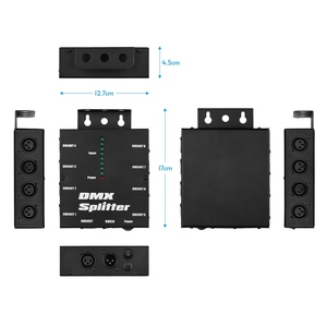Distribuidor divisor de amplificador de señal óptica DMX512 1 entrada y salida directas 8 salidas independientes para Etapa de controlador de luz