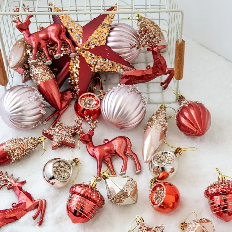 CIVI Bola de Navidad personalizada Adornos de plástico para árboles de Navidad Juego de bolas Decoraciones y colgantes de Navidad