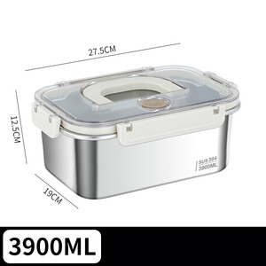 Set di contenitori per alimenti con manico per cucina con chiusura quadrata da campeggio con 304 di carne in acciaio inossidabile