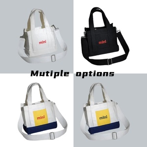 Mới Tinh Khiết Màu Đen Trắng Vải Vai Crossbody Nhỏ Nhỏ Canvas <span class=keywords><strong>Tote</strong></span> Túi Với Tùy Chỉnh Thêu Logo - Product Image 4