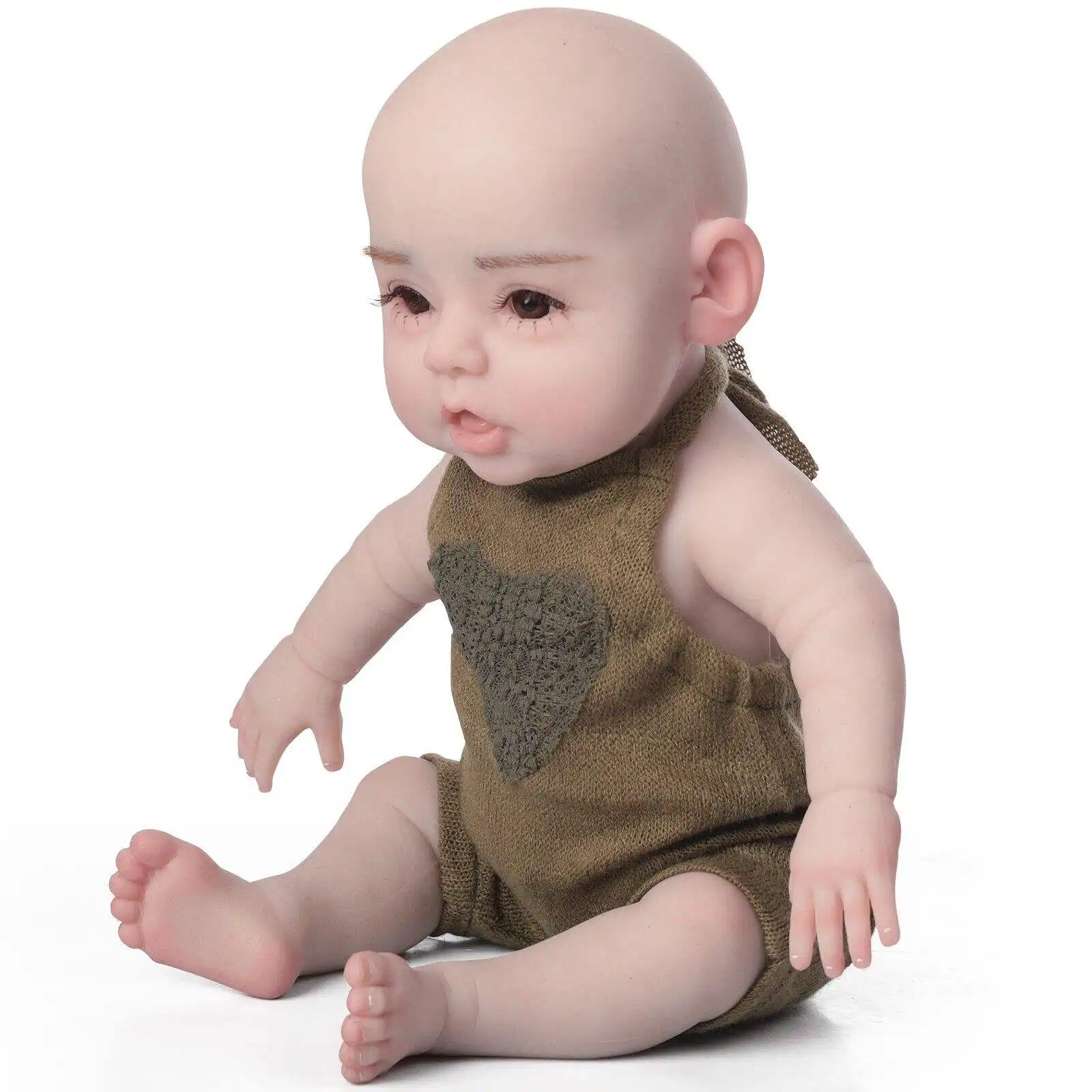 Boneco de silicone para bebês com membros móveis, boneco de silicone para colecionador Reborn de 17,7"