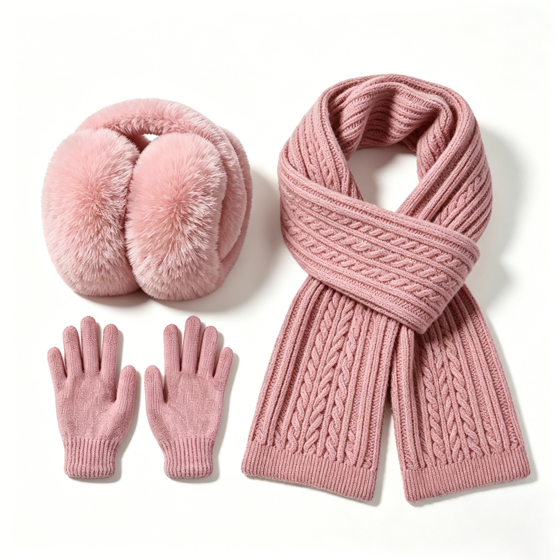 Ensemble de 3 coussinets d'oreille en cuir rose