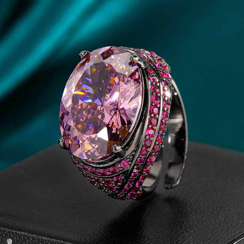 adjustable size Black gold dried rose ring