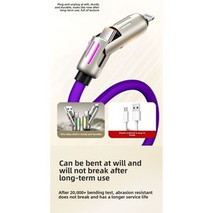 DB dört-in-one 240W süper hızlı şarj veri Apple için kablo 16 araç şarj renkli çinko alaşımlı silikon tel 180 derece fonksiyonu - Product Image 3