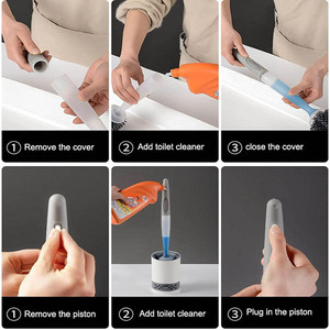 Hot Sales Silicone Toilet <strong>Brush</strong> for Cleaning Bathroom with Soap Dispenser Refillable Liquid Dispenser Wall Mounting - Product Image 6