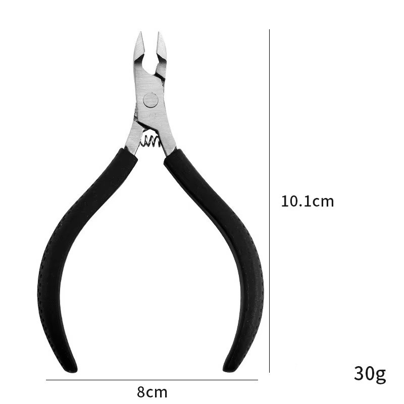 Pince à cuticules en silicone noir avec ressort intégré