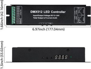 Controlador de luz de tira DMX512, pantalla Digital de 4 canales, 5050 RGBW, decodificador DMX512, tamaño pequeño