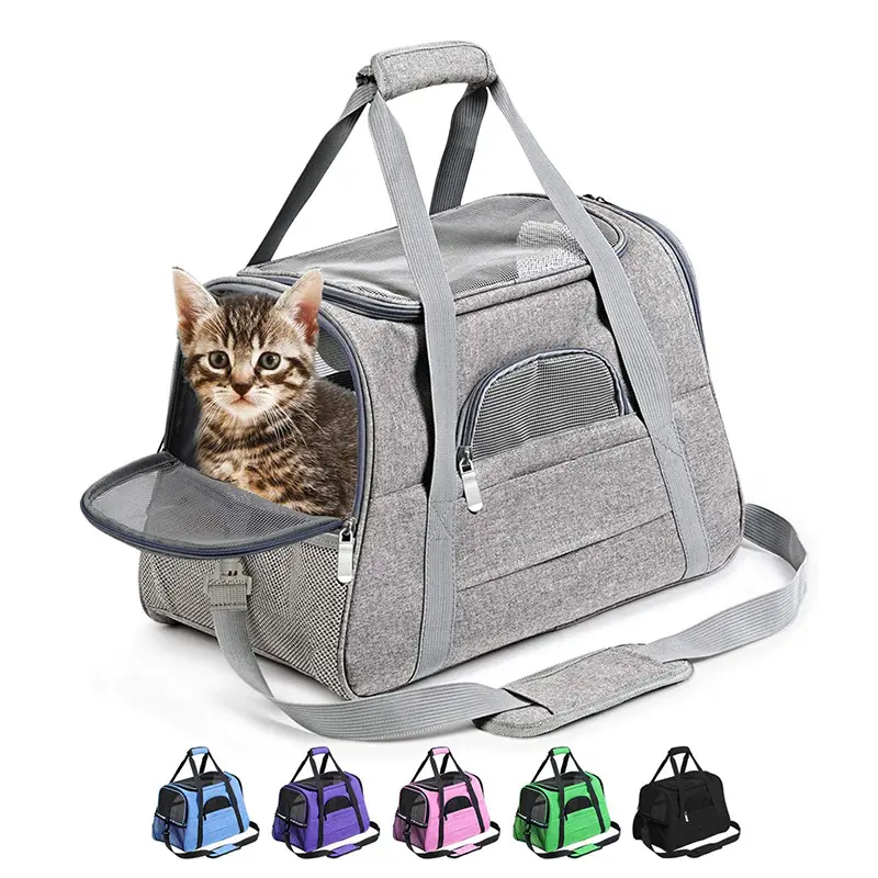 Amazon Hot Seller all'ingrosso Logo personalizzato viaggio Weekend Organizer Luxury Grey Pet Carrier Bag per cane gatto