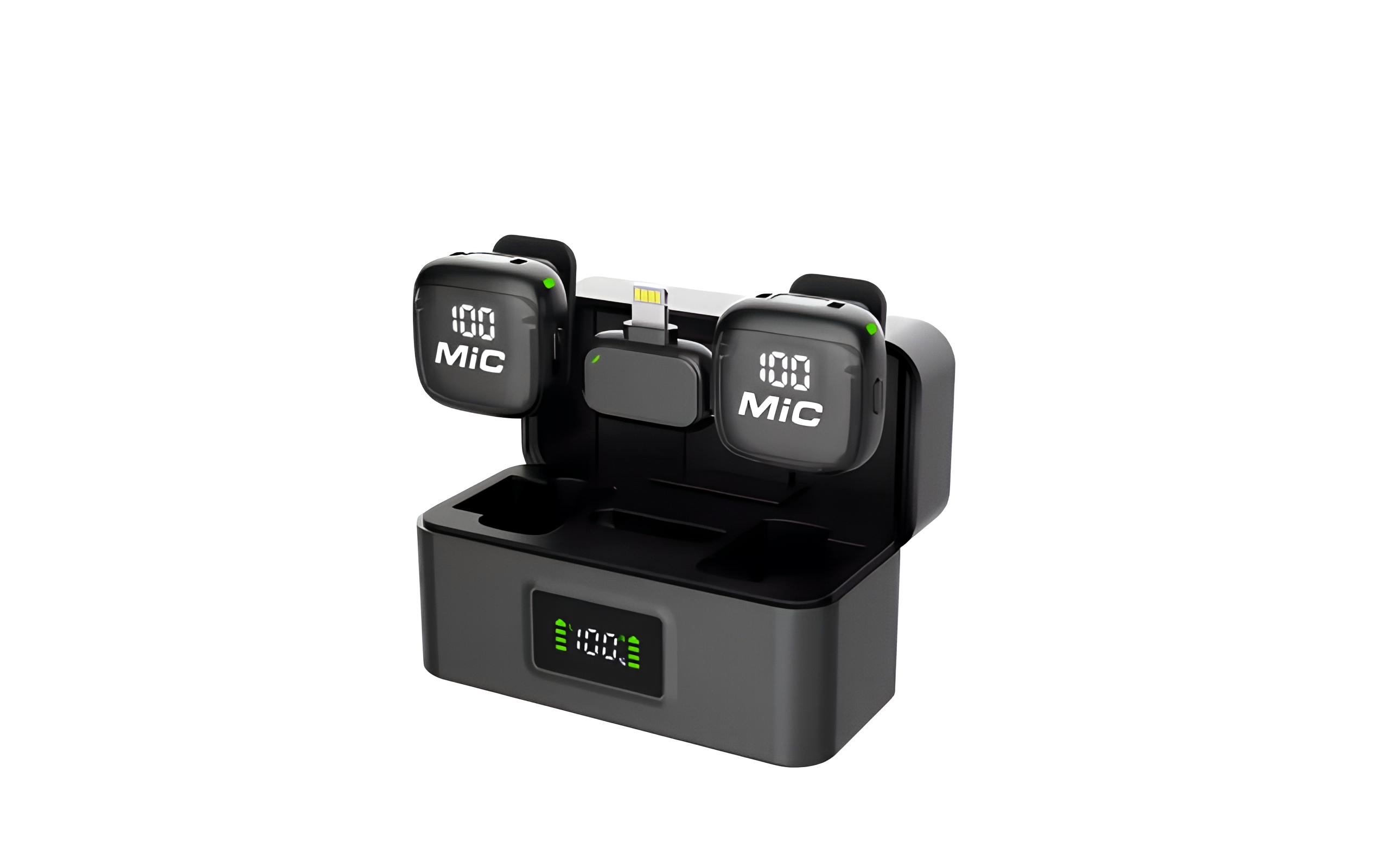 1 transmitter (lightning) + 2 receivers mics