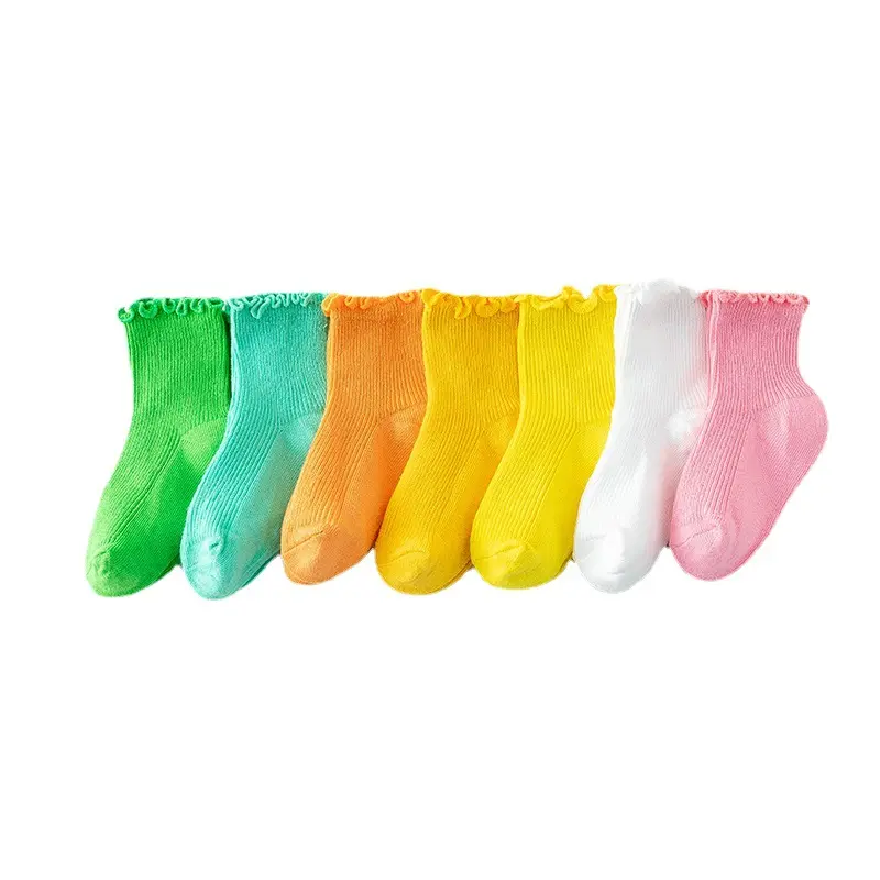 Ivy42170A Baby Girls Kids Rüschen strümpfe Neon Candy Color Back to School Kids Socken