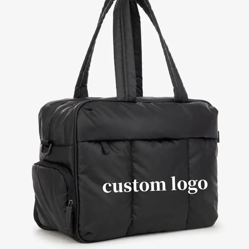 Atacado Puffer Weekend Travel Tote bolsa Sacos de ginástica portáteis Logotipo personalizado Impresso Light-weight Puffer Duffle Bag