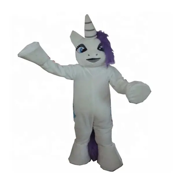 Fantasia de mascote de unicórnio cavalo branco