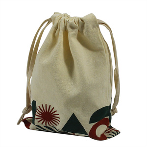 Diseño de patrón Bolsa de lona con cordón Bolsa de algodón a prueba de polvo Bolsa con cordón de algodón 100% personalizada con logotipo - Product Image 1