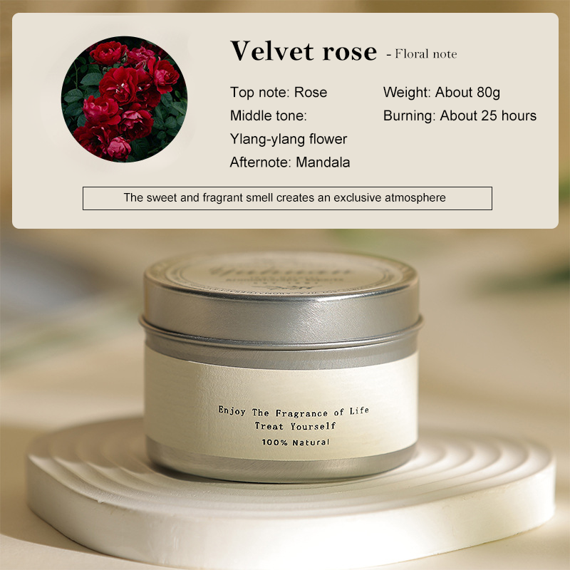Diffuseur Boîte Fer Argent/Velours Rose-Cire 80g