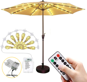 USB+Battery Led Parasol <strong>String</strong> <strong>Light</strong> Waterproof 8 functions With <strong>Remote</strong> Control For Outdoor Camping Tent Lamp Beach Garden - Product Image 1