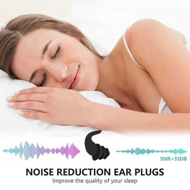 Ear Plugs for Sleeping Noise Cancelling Silicone Earplug Concert Earplugs Reusable Noise Reduction 33db Earplugs for Music