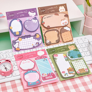 Combinación de dibujos animados de notas adhesivas para estudiantes, suministros de oficina atractivos, pegatina para notas, Bloc de notas, lindo mensaje, nota para dejar mensajes - Product Image 4