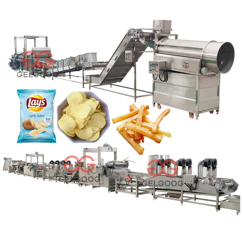 Linha de produção de batatas batatas fritas cantão lanche fábrica processamento de frutas planta para fazer batata chip legumes motor