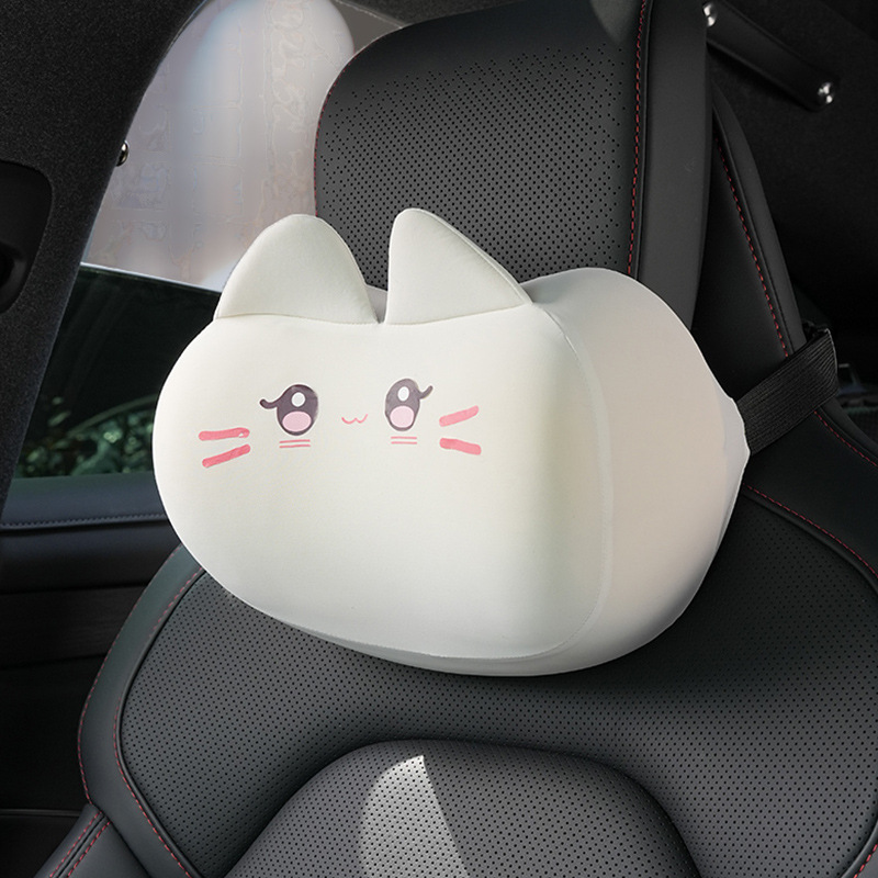 Ice silk memory foam white cat head pillow