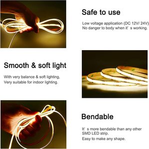電圧ドロップなし10M COB LEDストリップライトワンエンドフィードDC 24V 384LED/m 8mm PCB 8W超長さランニングホワイトカラー - Product Image 4