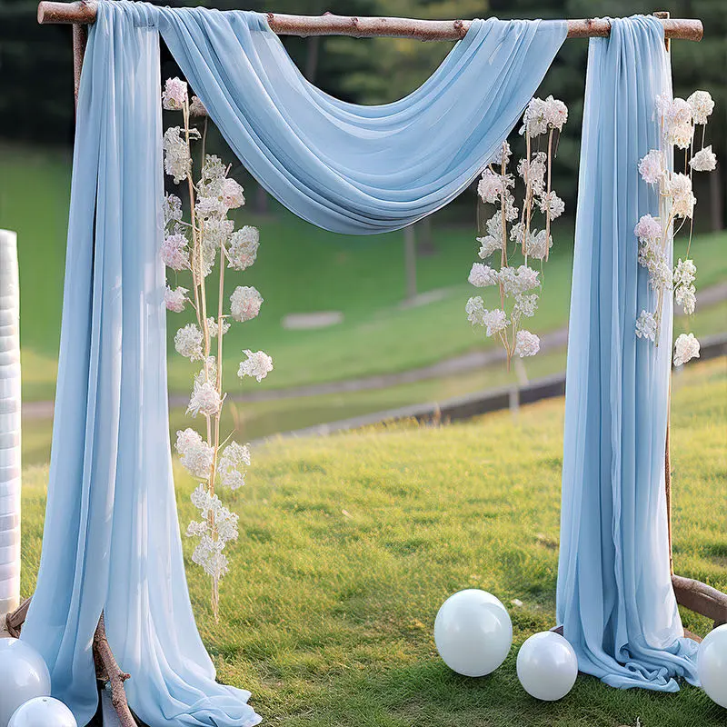 Tissu en mousseline de soie drapé d'arche de mariage pour la partie, cérémonie, décoration