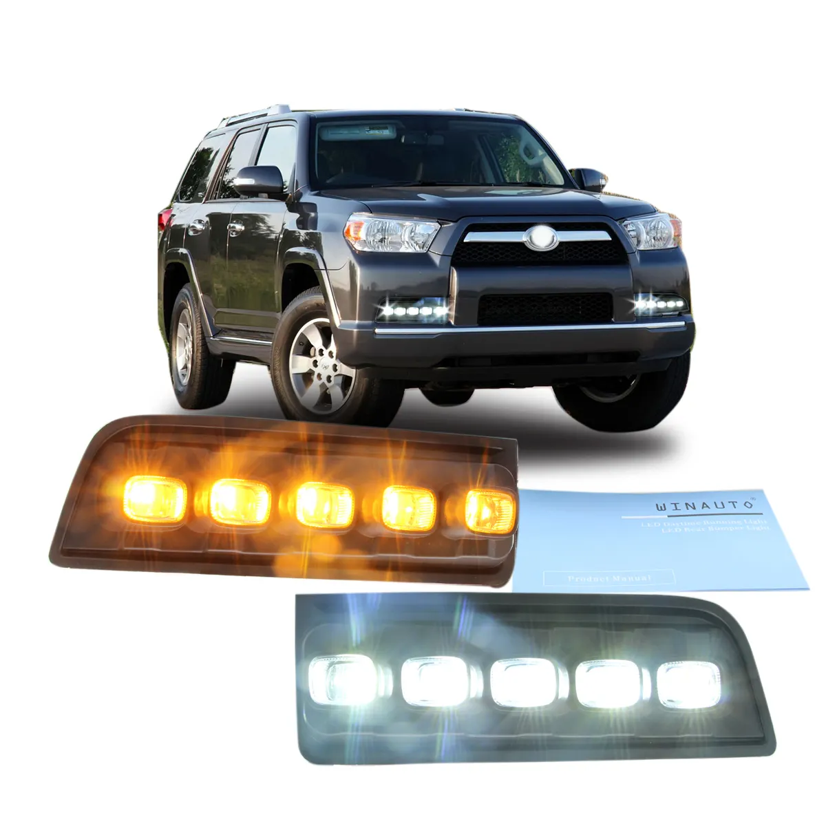 WINAUTO factory LED Daytime Running Light DRL fog lamp driving light daylight for Toyota 4 RUNNER 2013-2022 LTD with turn signal