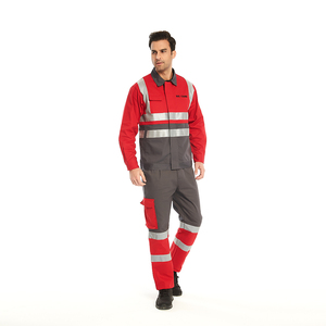 Kırmızı renk iş kombinasyonu rahat ve nefes Hi Vis yansıtıcı iş elbiseleri - Product Image 1