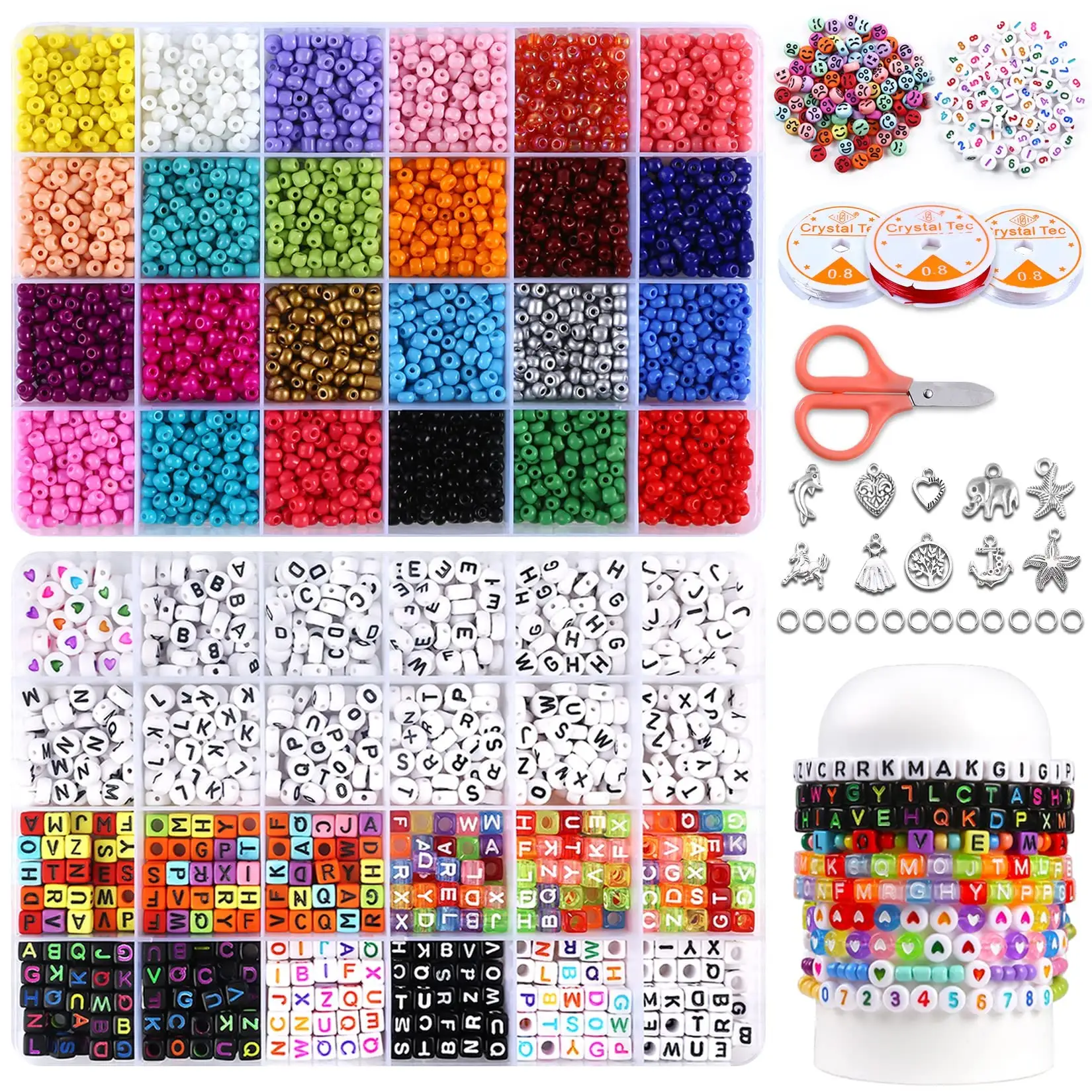 Toowl Custom Multiple Patterns materiale 3800 pezzi 4mm perline di vetro e 1200 pezzi di perline per bracciali fai da te creazione di gioielli