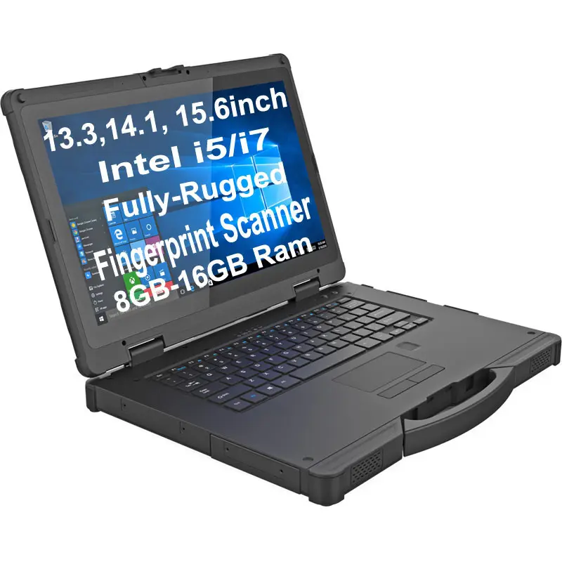 저렴한 14 인치 Win10 8GB + 256GB IP65 4G LTE RJ45 USB3.0 포트 내비게이션 지문 듀얼 밴드 Wifi 견고한 노트북 컴퓨터