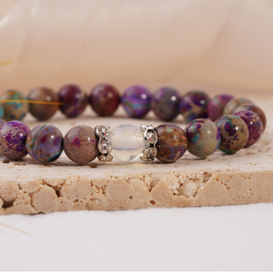 New Mom Mommy <span class=keywords><strong>50th</strong></span>/60th/70th Purple Emperor Stone Lapis Lazuli Natural Stone Beaded Bracelet with Cards for Happy Birthday <span class=keywords><strong>Gifts</strong></span>