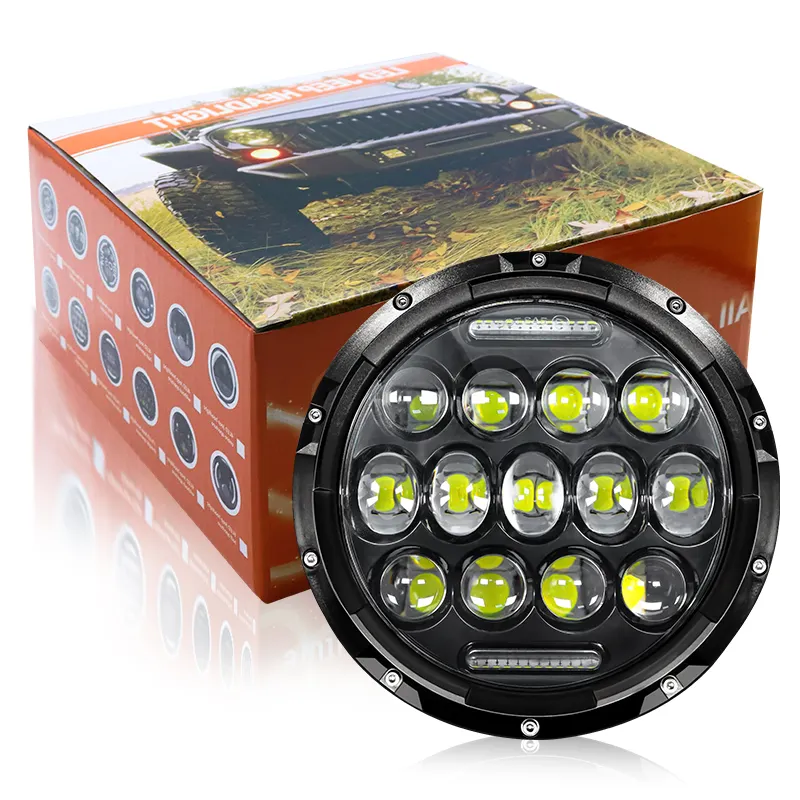 Best Dot Led 7 inch Round Led Headlight 13 Led 75W Hi/lo beam DRL Led Headlights conversion kits motorcycle For Jeep JK 7 inch