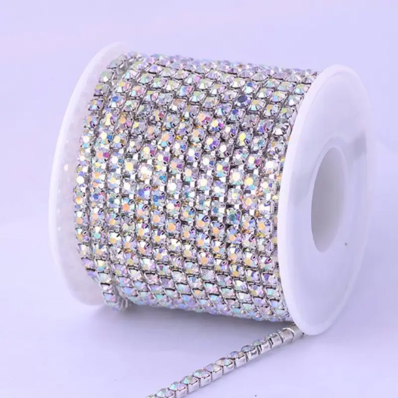 Chất lượng cao Rhinestone chuỗi bán buôn AB Màu Claw chuỗi kim cương mã hóa Rhinestone chuỗi TRIM DIY quần áo trang trí