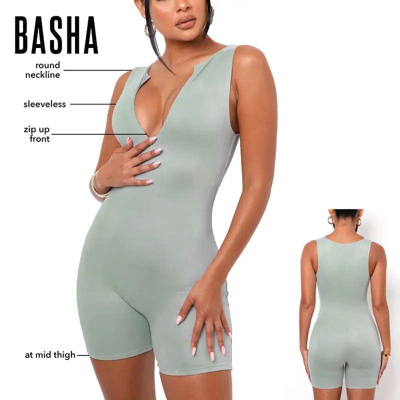 BASHAsports Zip Up body tuta intera tute aderenti eleganti pagliaccetti Sexy Yoga Fitness Set tute per le donne 2023