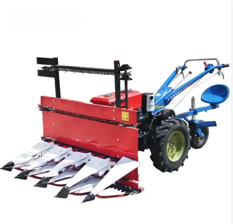 The Hand-held Multifunction Small Corn Wheat Harvester Rice Reaper Alfalfa Mowers Red Wheel Harvester Machine for Wheat 2 Rows