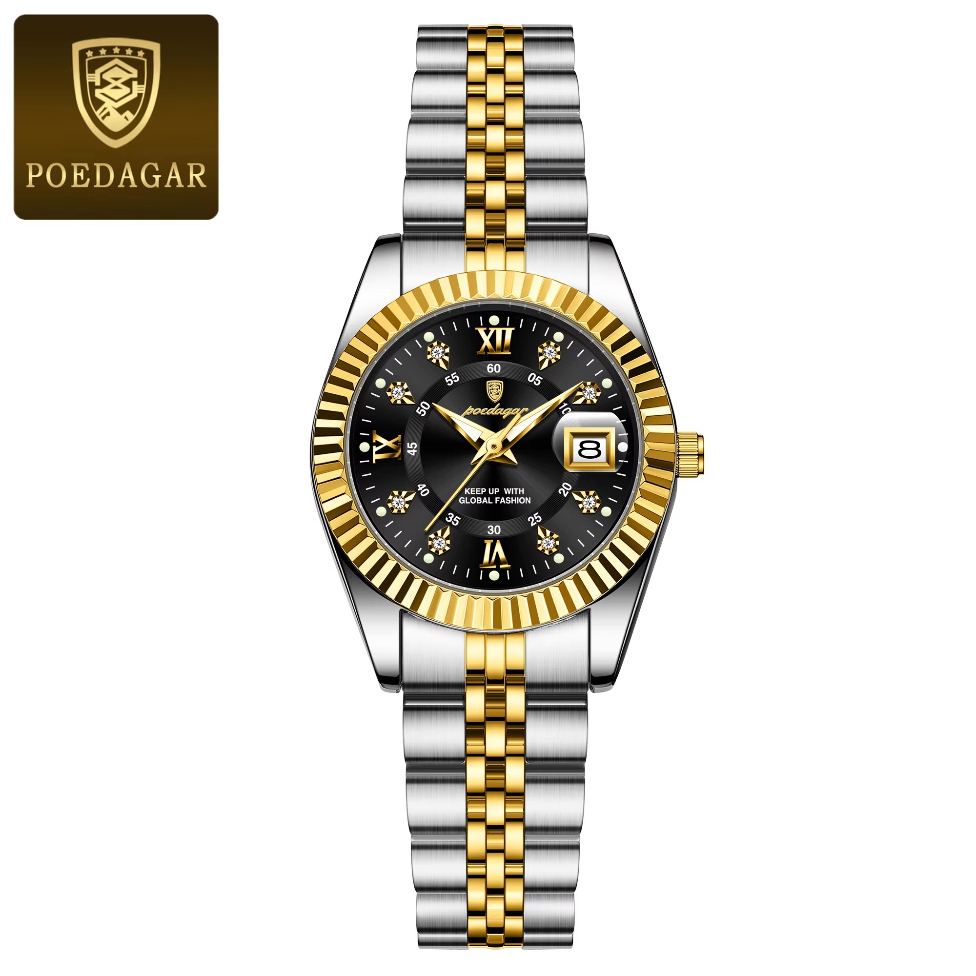2 black dial silver gold strap