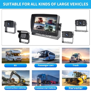 BSD <strong>Monitor</strong> Security Backup Camera System 4-channel Camara Quad Screen Blind Spot Motion 360 View DC12V for Car Reverse Aid