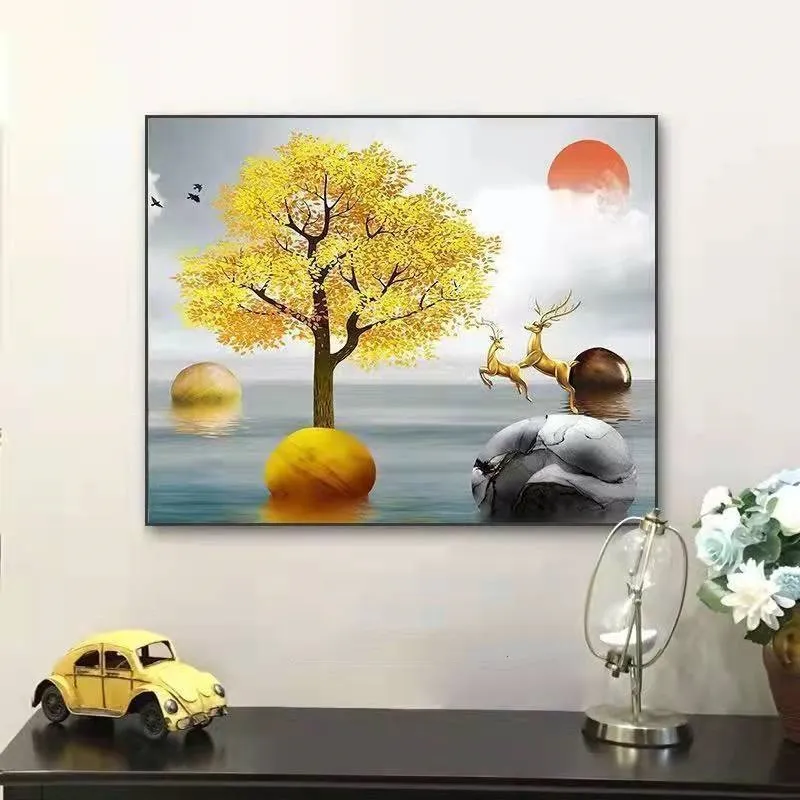 Nuevas pinturas decorativas no perforadas de lujo moderno para pinturas colgantes para sala de estar