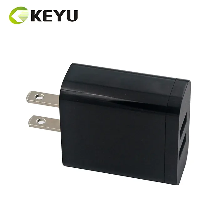 Carregador de parede USB duplo para celular 5V 1A 2.4A cor preto e branco na Europa