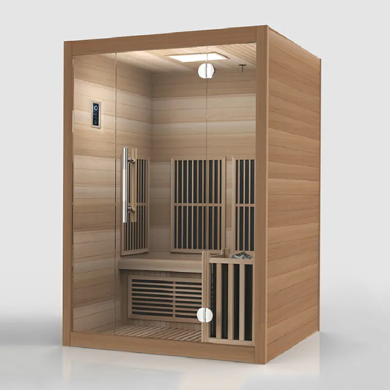 Indoor Hammam Wood Steam Spa Far Infrared Sauna Room Hemlock 1-2 Person Indoor Combination Sauna Room Cedar Sauna Cabin