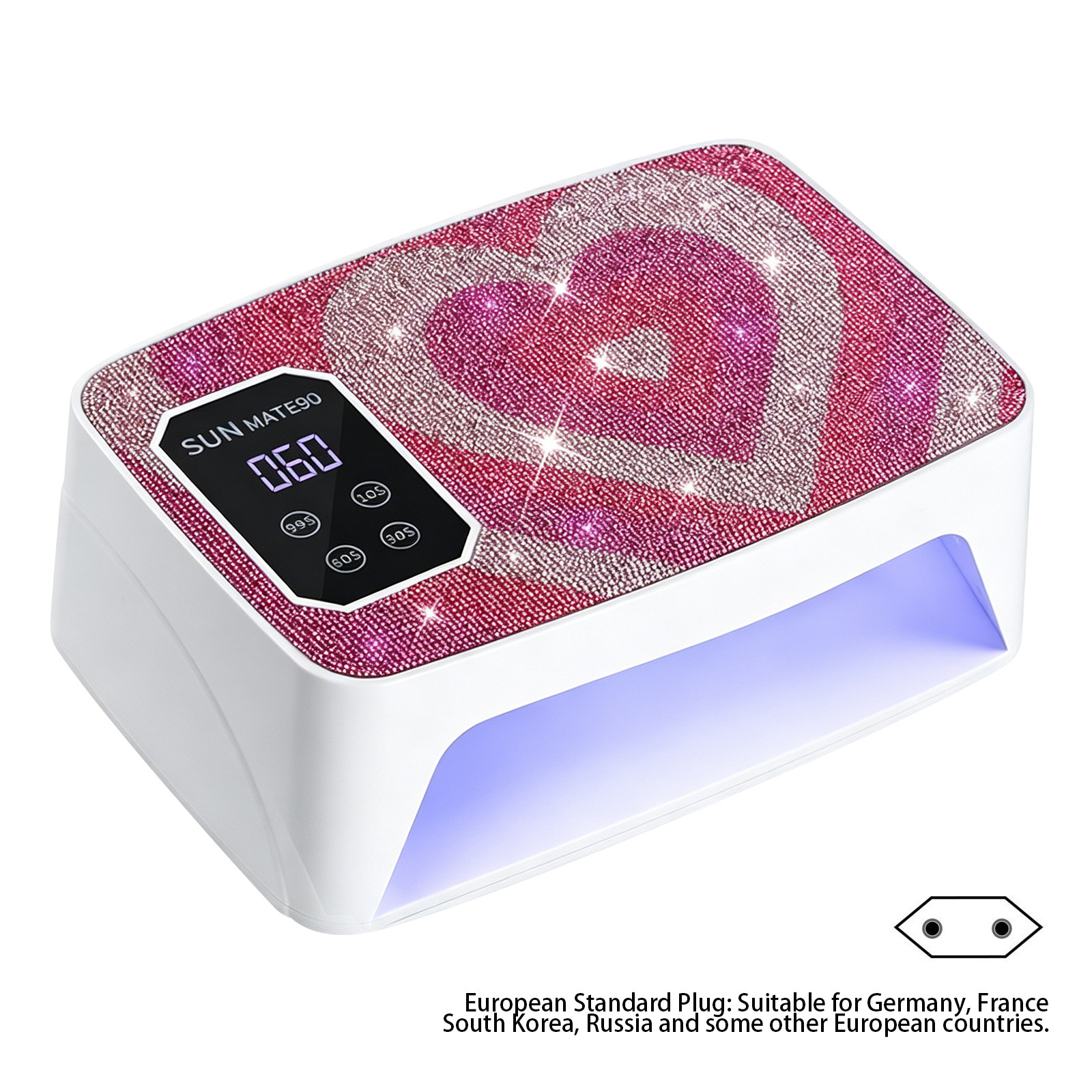 Nail lamp-heart-shaped with diamond embellishments-European standard