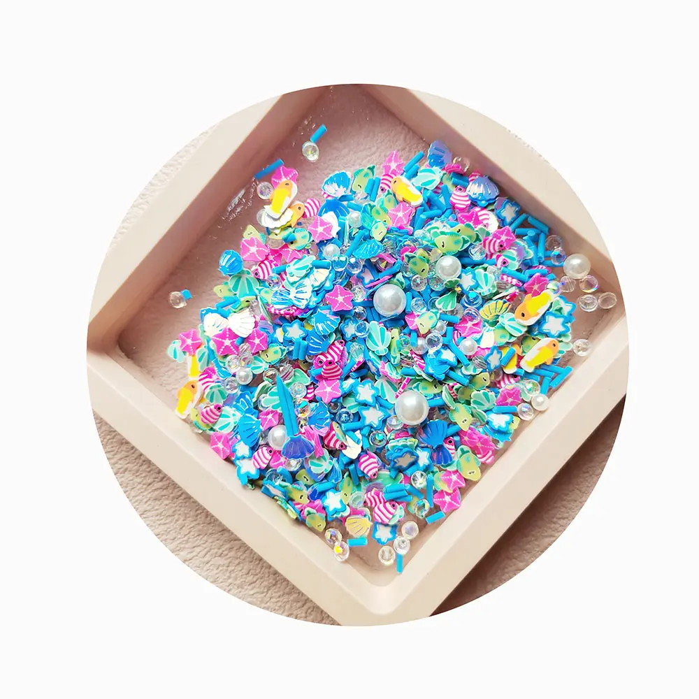 Lantejoulas para decoração de unhas DIY, 500g de conchas de peixe e argila de polímero, strass e pérolas misturadas, enchimento de lodo e lantejoulas para decoração de unhas, ornamentos DIY