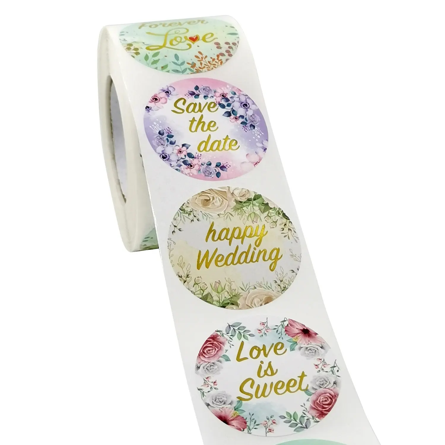 1.5 inch color printing labels roll for packaging round wedding adhesive stickers glossy hot stamping label stickers etiquetas