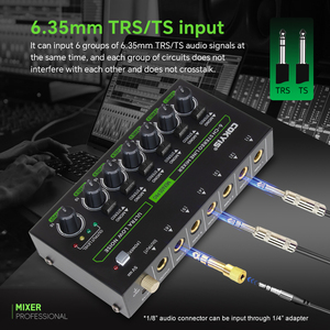 MIX600 Mini Sound Card <strong>Audio</strong> Console Mixer with Multi-Channel <strong>6</strong>.35mm <strong>Audio</strong> <strong>Input</strong> <strong>Interface</strong> <strong>6</strong> Channel RGB Stereo Line Mixer - Product Image 4