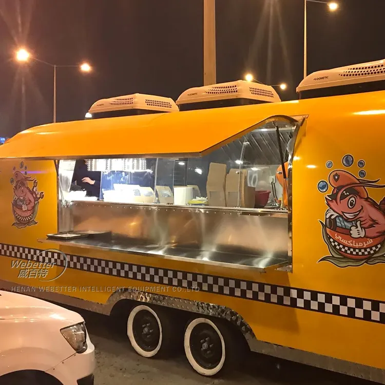 Webetter personalizado móvel pizza cachorro-quente churrasco fast food trailer totalmente equipado airstream móvel food truck com cozinha completa para venda