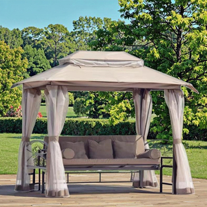 Chung lớn nhỏ cầm tay kim loại thép ngoài trời sân sau Patio gazebo với <span class=keywords><strong>Swing</strong></span> tán giường đi văng 3 người - Product Image 1