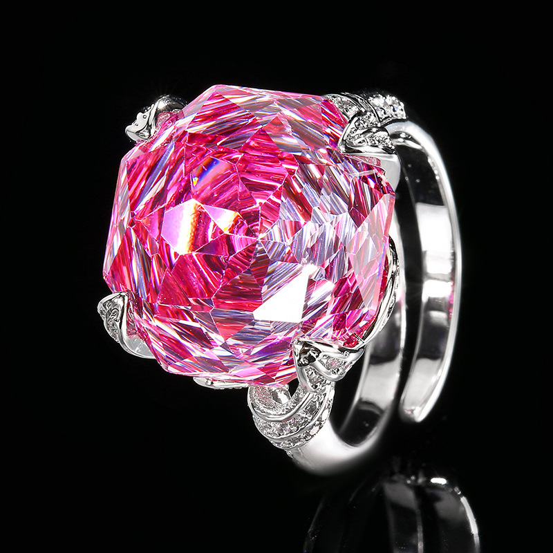 Bague rouge rosé, taille ajustable
