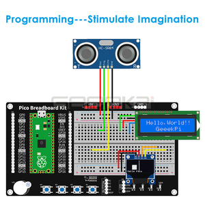 Kit Raspberry Pi Pico Cable USB Cable de puente Interruptor de inclinación Pantalla OLED Módulo de relé Pantalla LCD Servo Placa de controlador de motor paso a paso